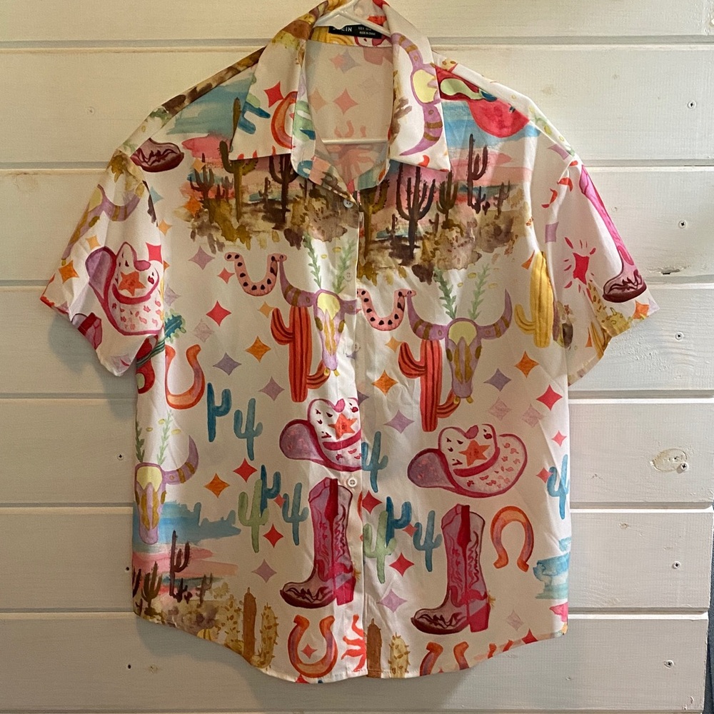 SHEIN Multicolor Geometric Print Blouse